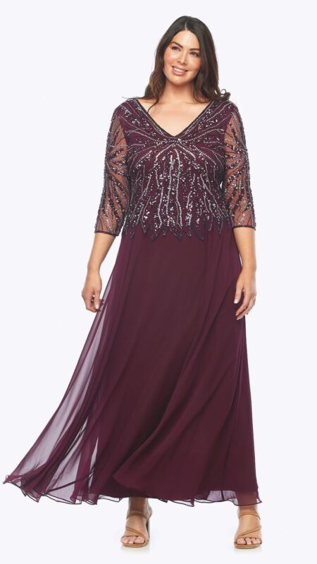 Layla Jones Mulberry Beaded Georgette Full Length Gown