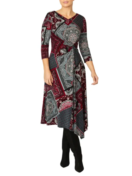 Anthea Crawford Anderson Red Paisley Jersey Dress