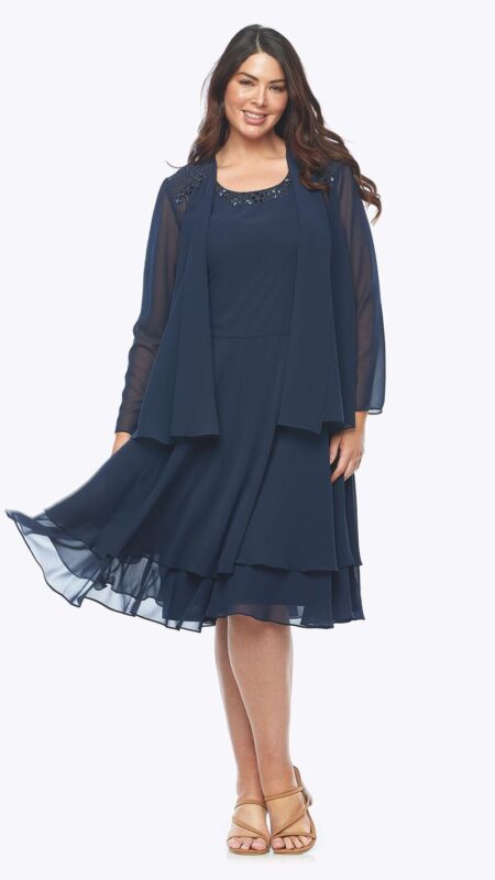Layla Jones Midnight Georgette Dress and Jacket with Beaded Trim