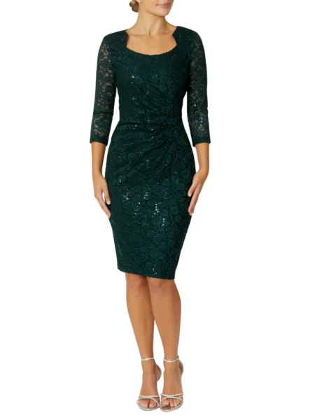 Anthea Crawford Helena Forest Green Stretch Lace Dress VH17517