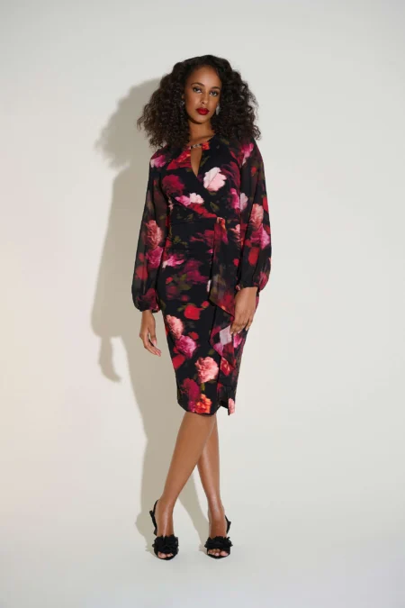 Joseph Ribkoff Signature | Silky Knit & Chiffon Floral Sheath Dress