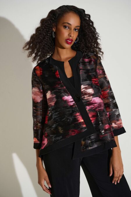 Joseph Ribkoff Signature | Organza & Silky Knit Floral Swing Jacket