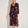 Joseph Ribkoff Signature | Pleated Chiffon Floral Fit & Flare Dress 253774
