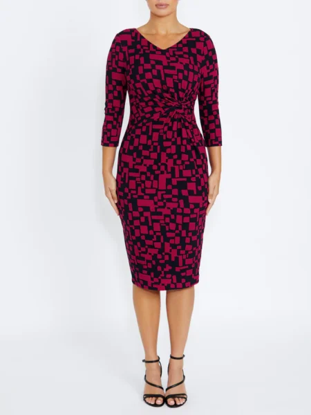 Anthea Crawford Verona Pink and Navy Jersey Dress 2AC1907