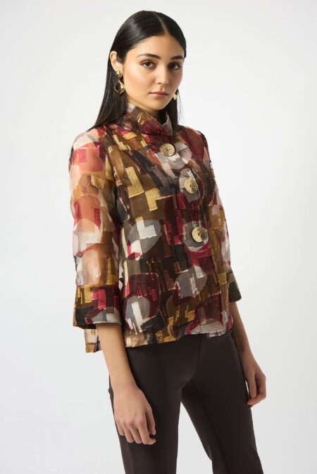 Joseph Ribkoff Organza Abstract Print Two-Piece Trapeze Jacket 253163