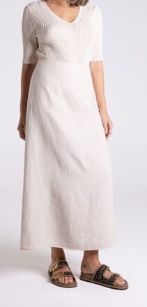 Two-T's Natural Linen Tweed Midi Skirt 3178