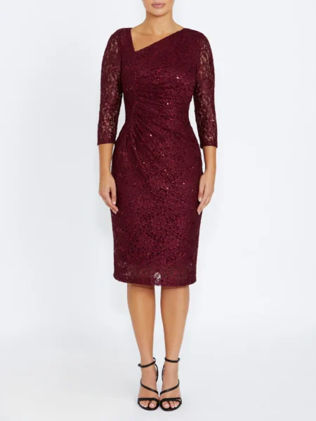 Anthea Crawford Leighton Malbec Stretch Lace Dress 2AC2240