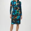 Joseph Ribkoff Black/Multi Silky Knit Abstract Print Wrap Dress 254070