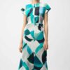 Joseph Ribkoff Textured Satin Geometric Print Fit and Flare Dress 261251