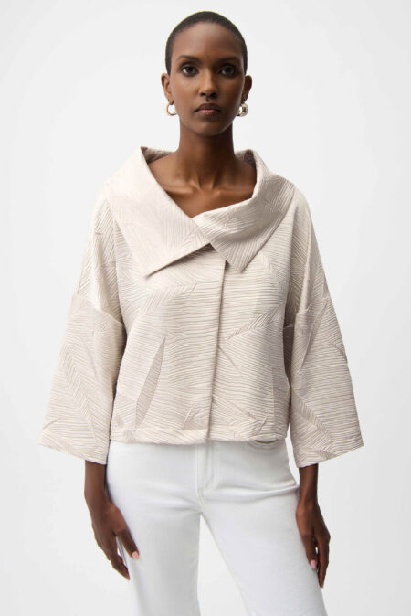 Joseph Ribkoff Moonstone Pleated Satin Boxy Jacket With Overlay Collar 261241