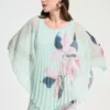 Joseph Ribkoff Signature | Green/Multi Chiffon Floral Print Pleated Poncho Top 262724