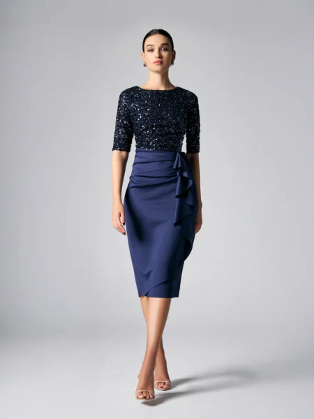Montique Reeva Navy Sequin Cocktail Dress