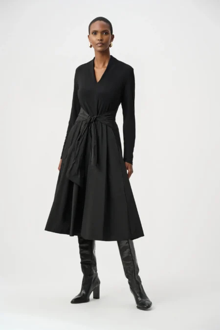 Joseph Ribkoff Black Silky Knit and Memory Fit and Flare Dress 263145