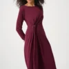 Joseph Ribkoff Elderberry Scuba Crepe Draped Front Sheath Dress 263178
