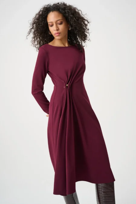 Joseph Ribkoff Elderberry Scuba Crepe Draped Front Sheath Dress 263178