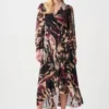Joseph Ribkoff Signature | Chiffon Printed Fit and Flare Wrap Dress 263739
