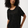 Joseph Ribkoff Black Metallic Knitted T-shirt with Rhinestones - 263900CO
