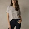 Joseph Ribkoff Moonstone Metallic Knitted T-shirt with Rhinestones - 263900CO