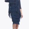 Jesse Harper Midnight Chiffon Layered Dress and Jacket with Stretch Sequin Bodice JH0458