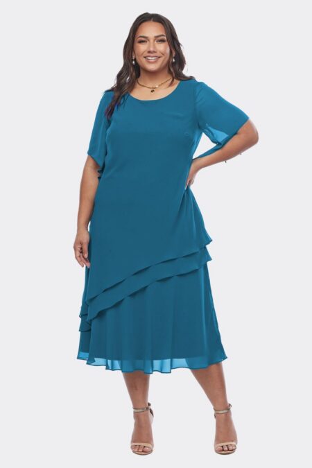 Layla Jones Emerald Chiffon Layered Dress LJ0536