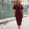 Layla Jones Port Stretch Jersey Short Sleeve Dress LJ0642