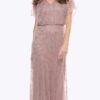 Jesse Harper Tea Rose Long Stretch Mesh Beaded Dress JH0578
