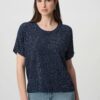 Joseph Ribkoff Indigo Metallic Knitted T-shirt with Rhinestones - 263900CO