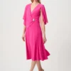 Joseph Ribkoff Shocking Pink Chiffon Cape Flowy Wrap Dress 271722